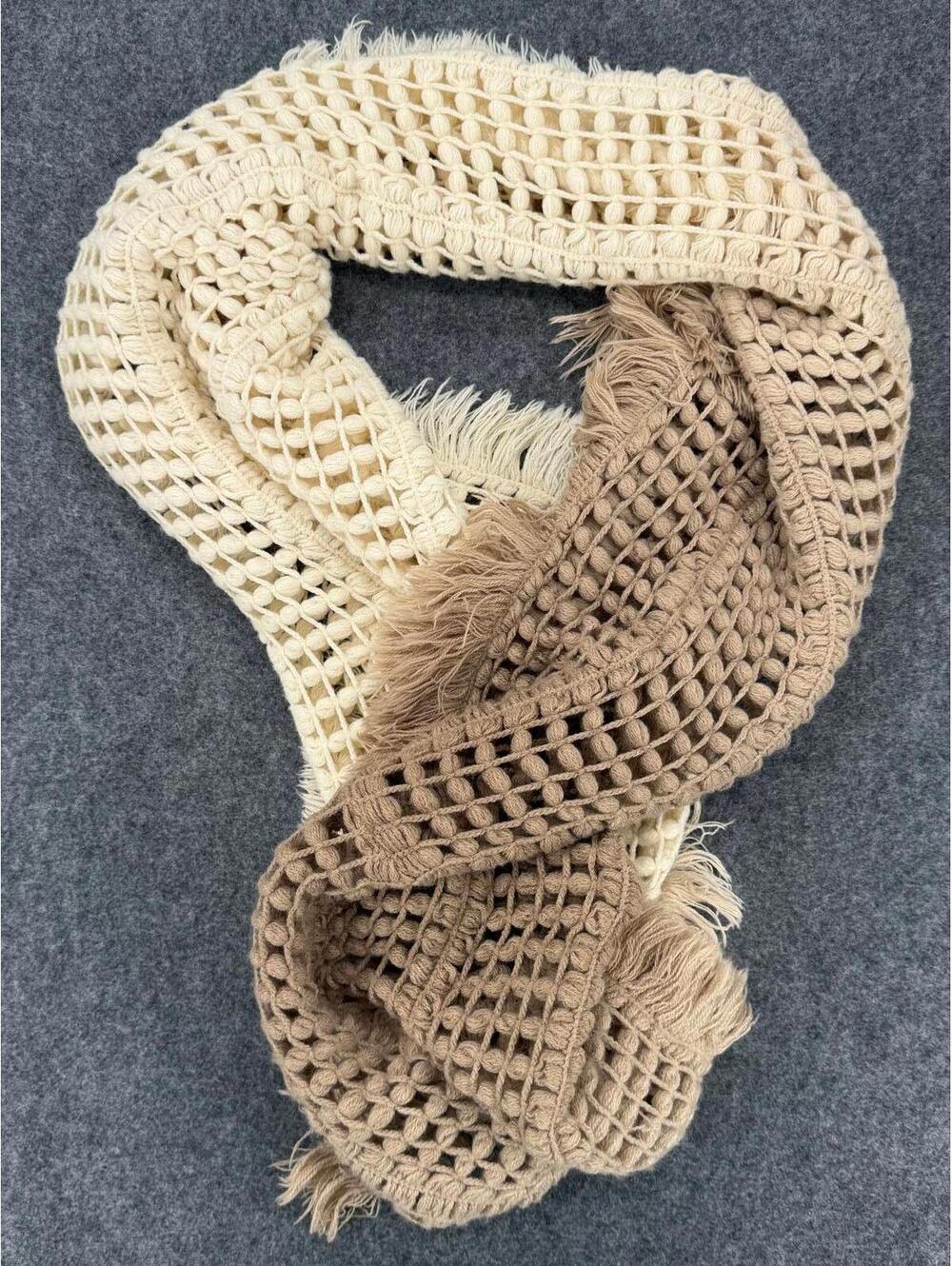 Steve Madden Open Knit Scarf One Size Acrylic Beige‎ Brown